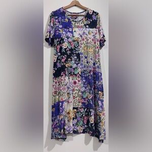 Johnny Was Multicolor Floral Midi Dress